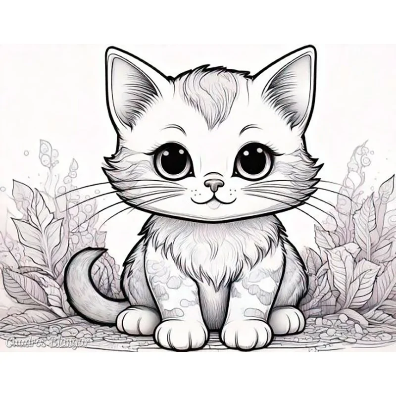 Dibujos para pintar - Simpatico gatito Arte y decoración Lienzos predibujados - Cuadros para pintar - Canvas Dibujados 